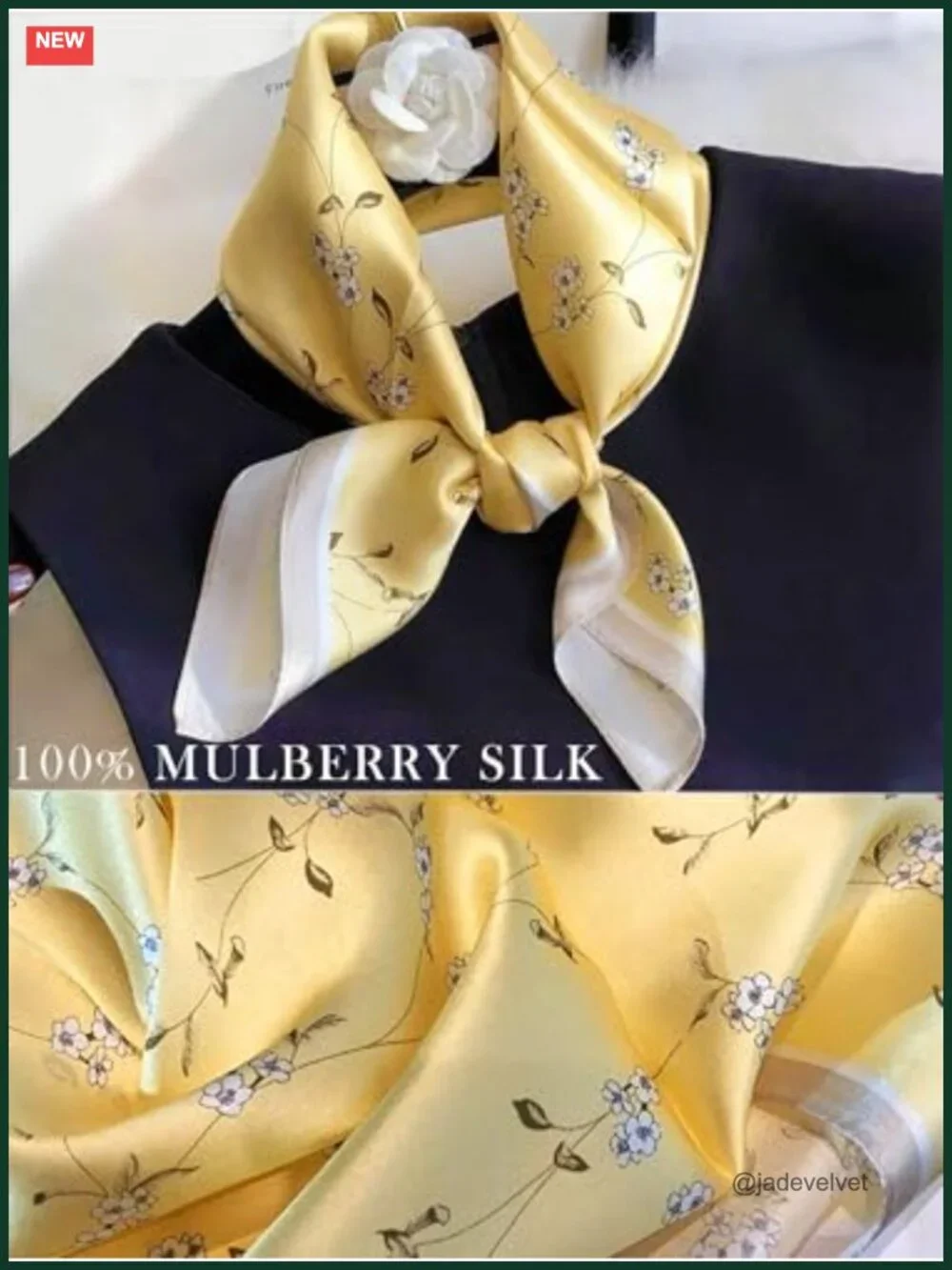 100% Mulberry Silk Square Scarf Women Lightweight Neckerchief Head Wrap 21